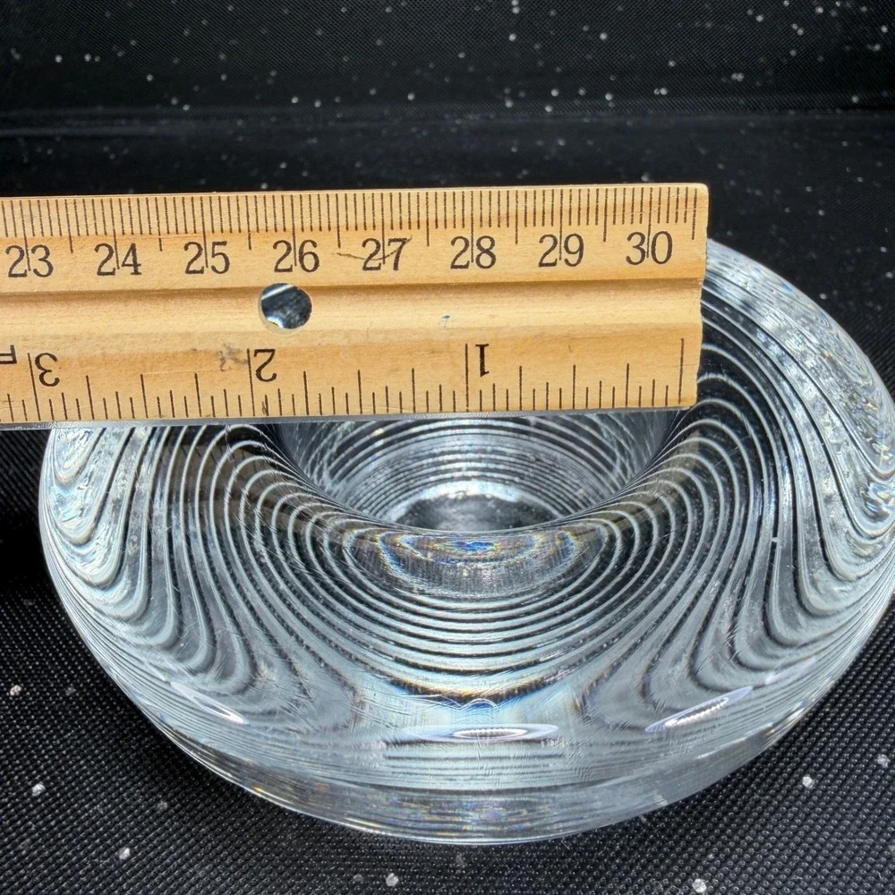 Iittala Aino Aalto Clear Glass Ribbed Tea Light Votive Candle Holder 4x2 Heavy